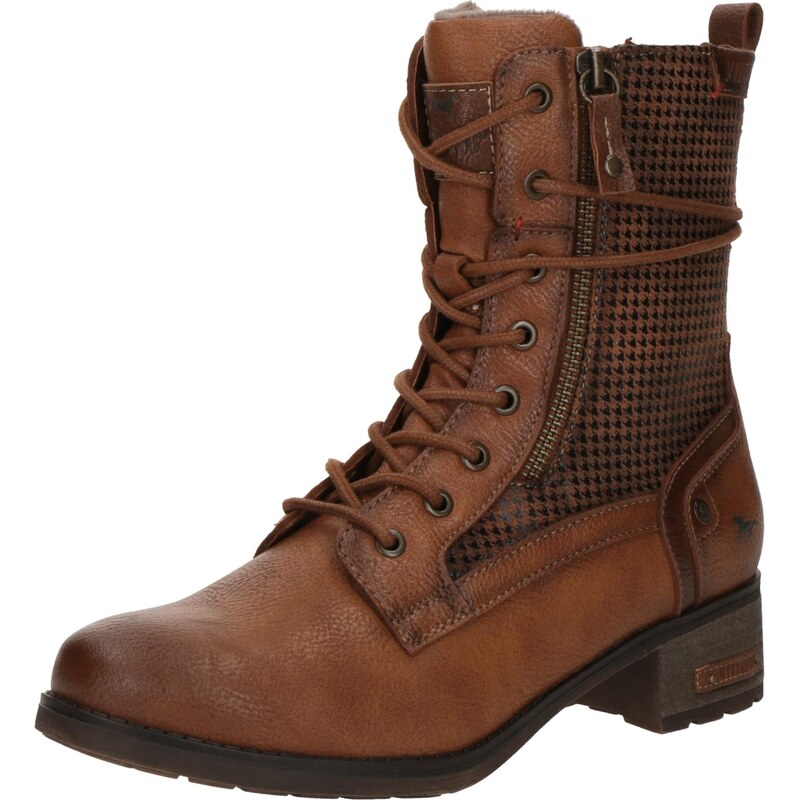 MUSTANG Šnurovacie členkové čižmy koňaková / čierna 66146782