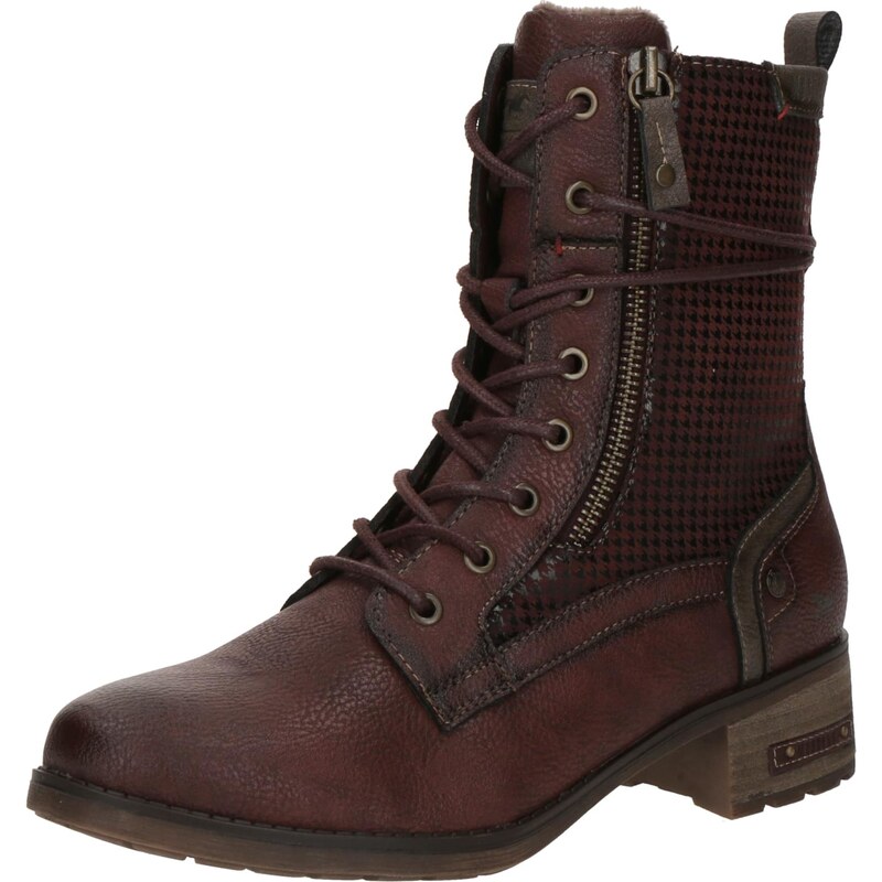 MUSTANG Šnurovacie členkové čižmy burgundská / čierna 66146960