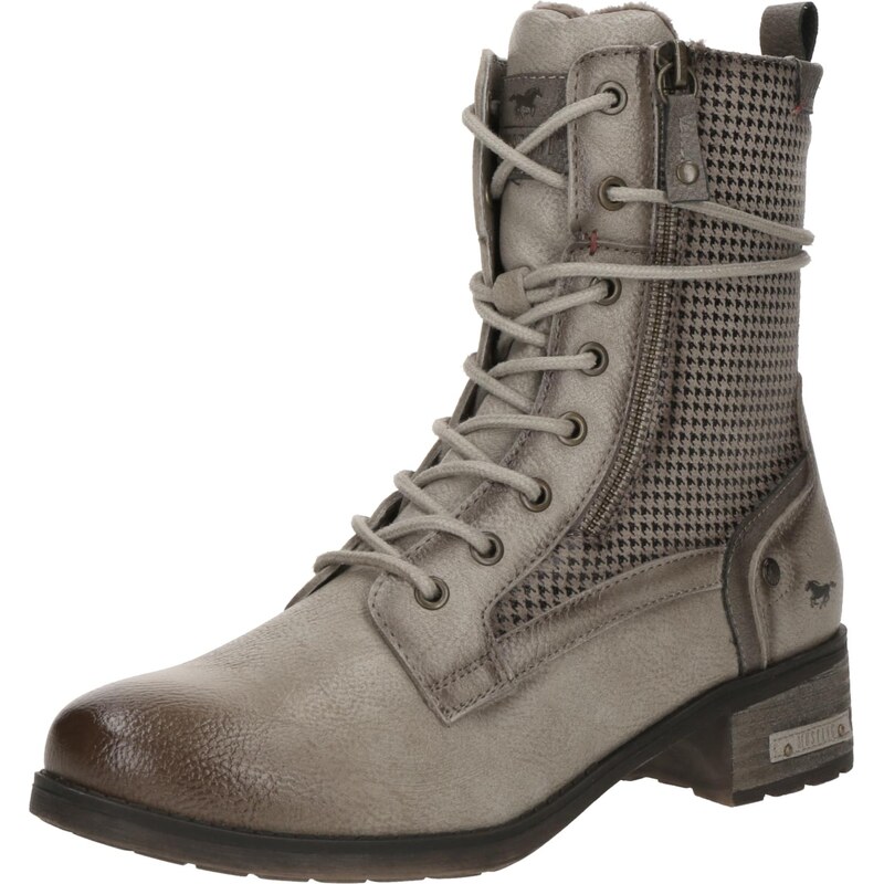 MUSTANG Šnurovacie členkové čižmy tmavobéžová / čokoládová 66147009