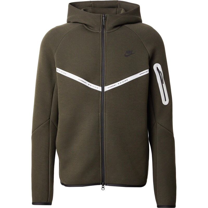 Nike Sportswear Tepláková bunda TECH FLC olivová / čierna / biela 66147089