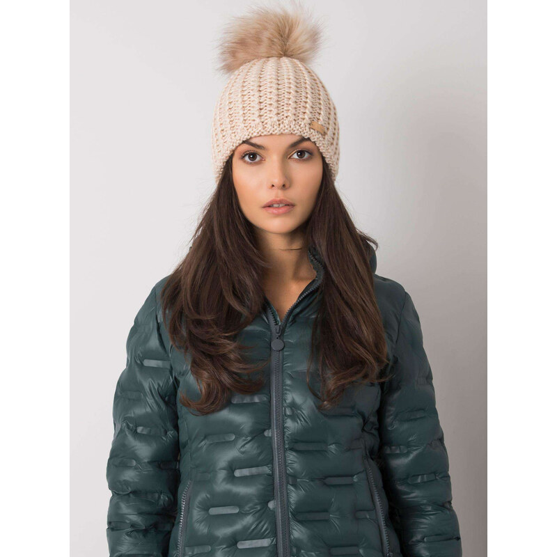 RUE PARIS Béžová pletená čiapka JK-SK-33.17-beige 57948256