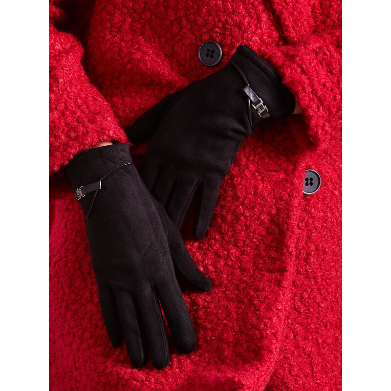 ITALY MODA Čierne dámske rukavice AT-RK-902.08-black 18753567