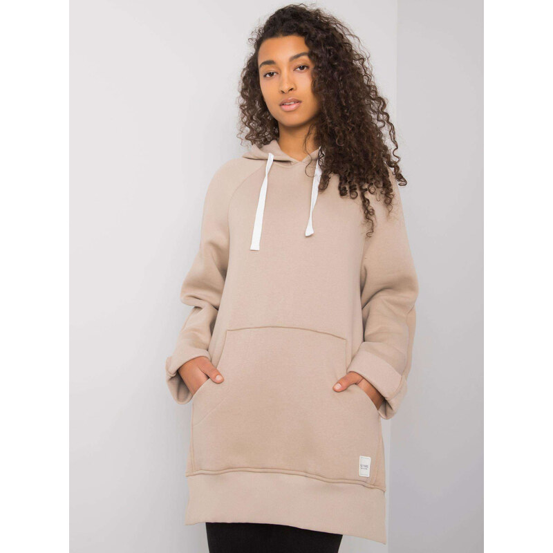 RUE PARIS Béžová voľná mikina s klokaním vreckom Arno -RV-BL-7371.00P 57948643