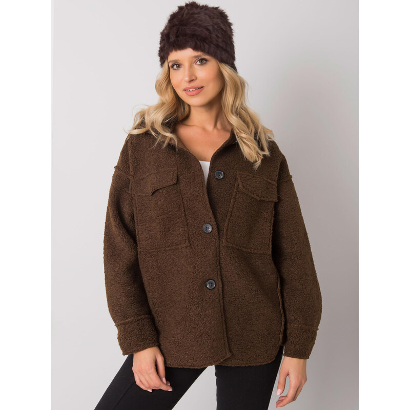 ITALY MODA Tmavohnedá kožušinová čiapka AT-CZ-16801.38-dark brown 29439807