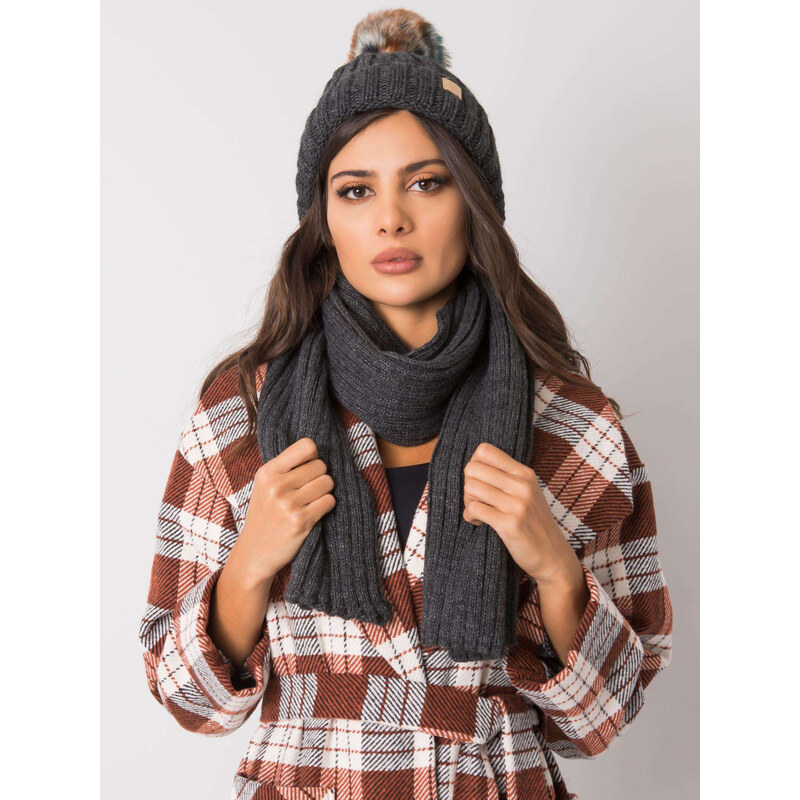 RUE PARIS Grafitový komplet čiapky a šála Rubby JK-KMPL-7-1.40X-grafit 57950708