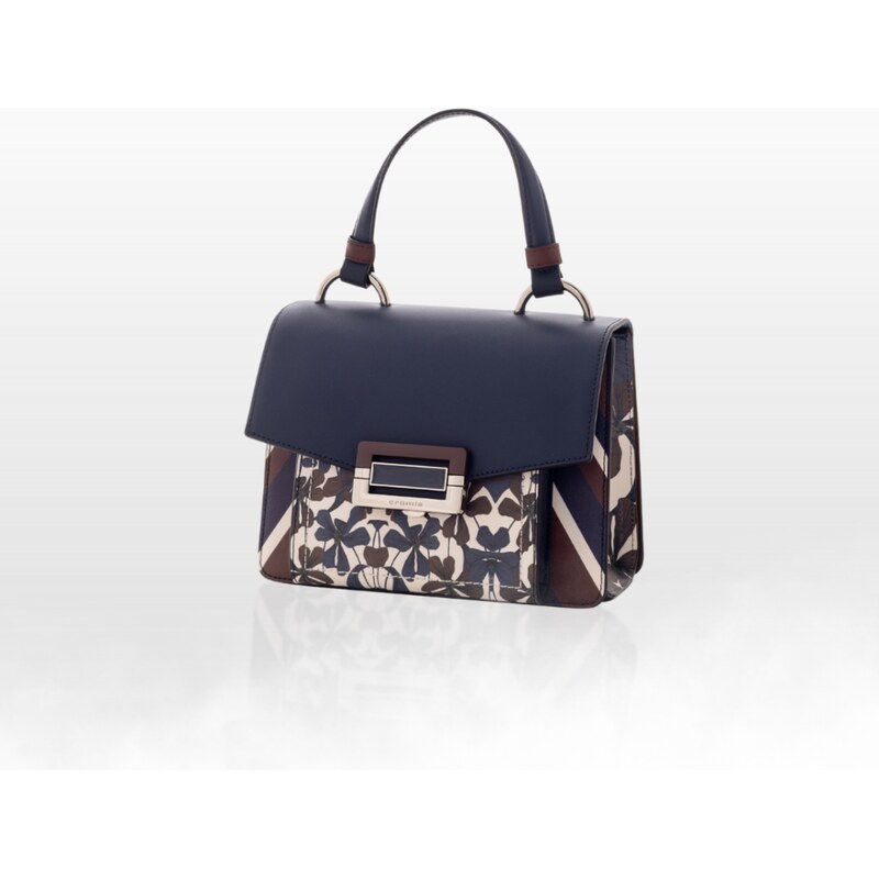 CROMIA MISS COLLEGE kožená kabelka – tmavomodrá, kvetinový vzor 65768753