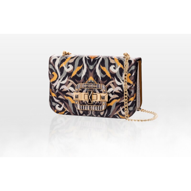 CROMIA IT GRETA kožená kabelka – hnedo-horčičová, vzorovaná 65768765