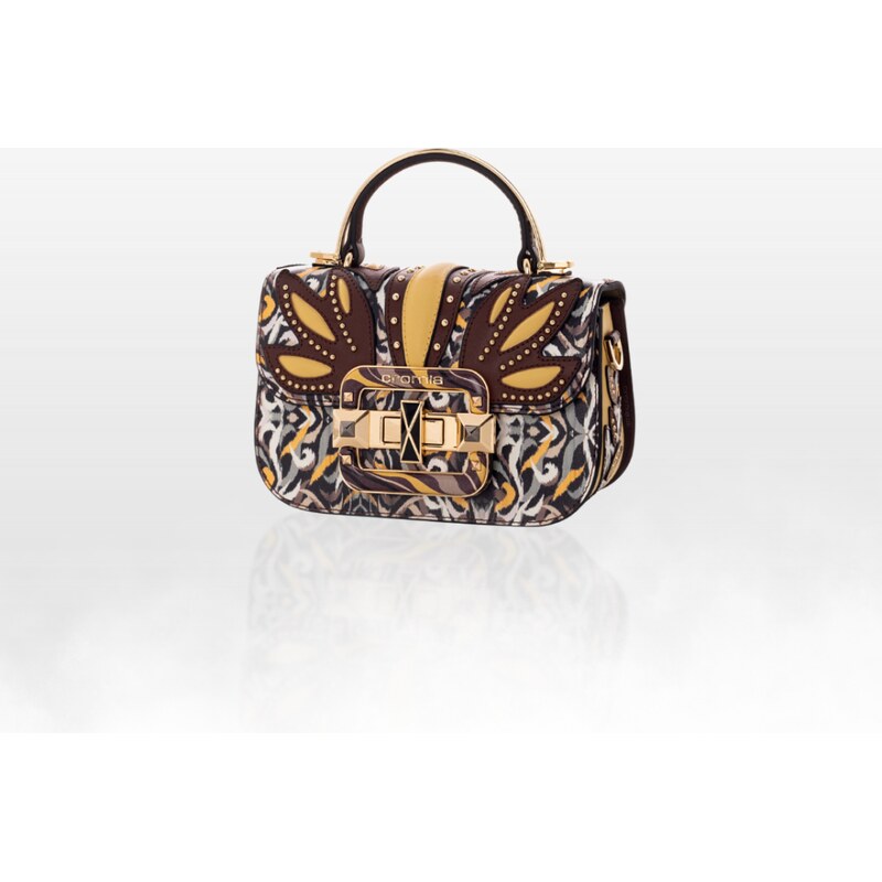 CROMIA IT GEMMA kožená kabelka – gaštanová-hnedá-žltá, vzorovaná 65768766