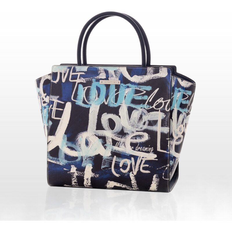 CROMIA LOVELY kožená kabelka – tmavomodrá, potlač LOVE 65768759