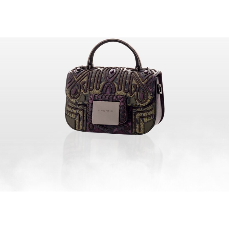 CROMIA IT ZEIA kožená kabelka – zeleno-fialová, prešivaná 65768743