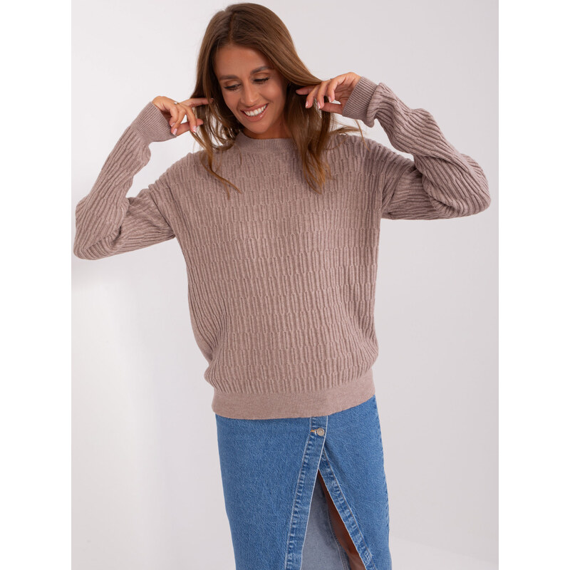 ITALY MODA Béžový vzorovaný sveter SARA -AT-SW-2338.14P-dark beige 57952972