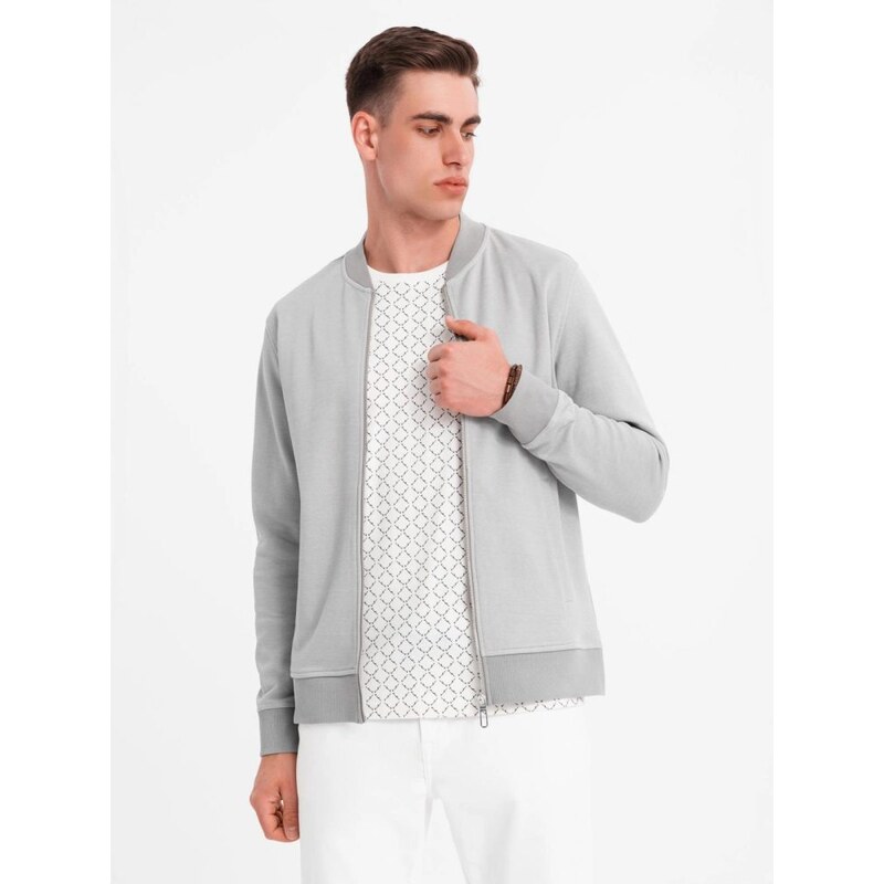 Ombre Clothing Elegantná sivá pánska mikina bez kapucne v4 om-sszp 66148205