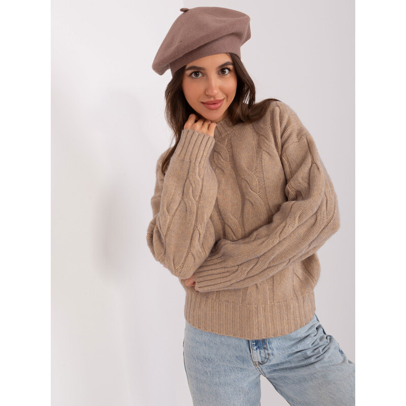 ITALY MODA Tmavobéžový dámsky baret AT-SK-231305.82P-dark beige 66148928