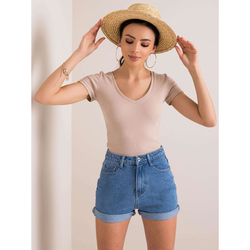 RUE PARIS Dámske béžové tričko RV-TS-5568.10X-beige 66149062