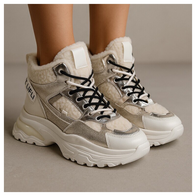 COMER Dámske zateplené biele tenisky LIFE 66150492