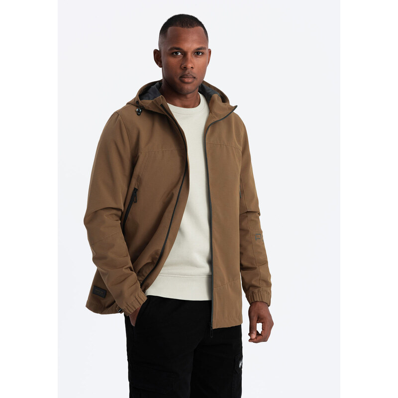 Ombre Mens lightweight storm jacket with hood - brown 64782368