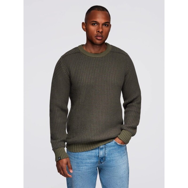 Ombre Clothing Cool pánsky sveter na bežné nosenie olivový V2 OM-SWSW 66152938