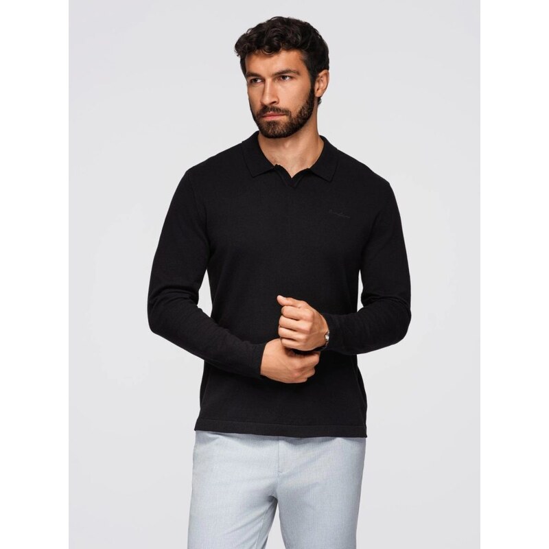 Ombre Clothing Pánska polokošeľa s dlhým rukávom a ozdobnou nášivkou 66152939