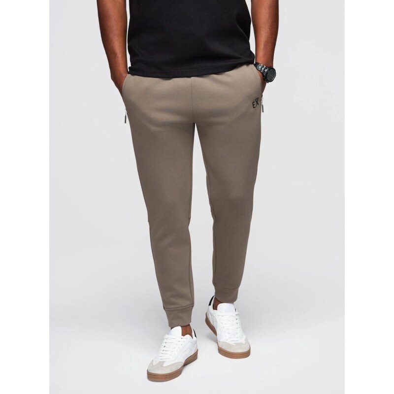 Ombre Clothing Trendy tepláky pre mužov hnedé V3 OM-PASK-0223 66152951