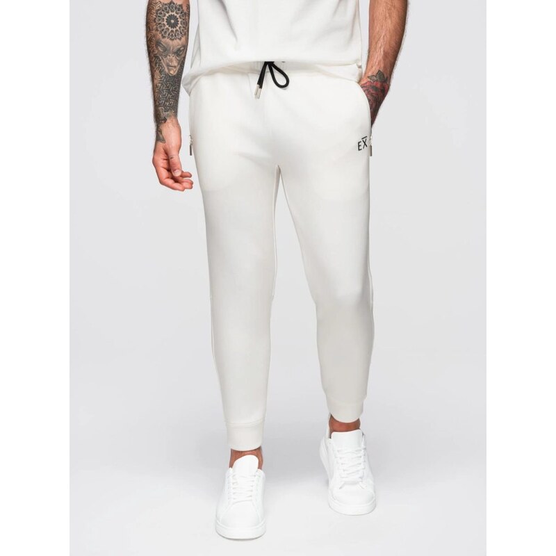 Ombre Clothing Trendy tepláky pre mužov biele V2 OM-PASK-0223 66152950