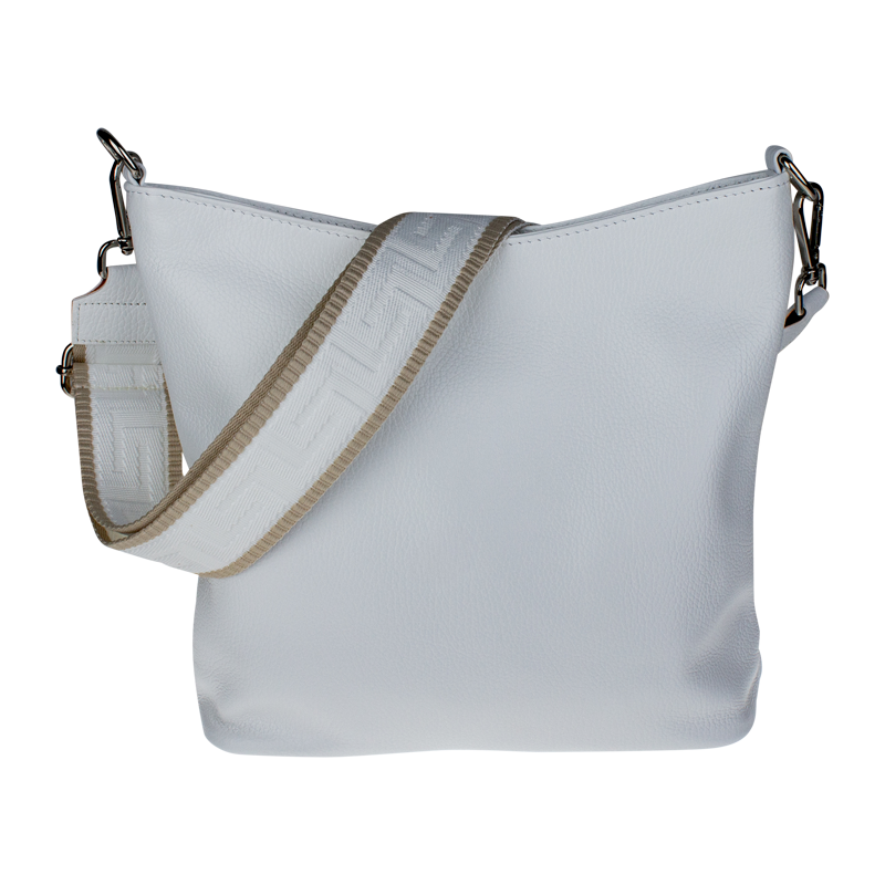 Biela kožená talianska crossbody kabelka Amalia Bianca I NovaKabelka 66155023