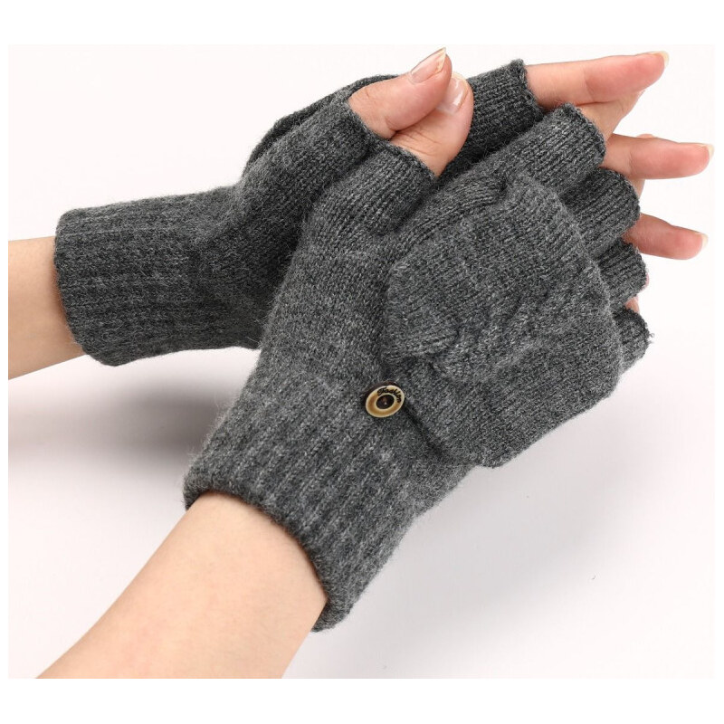 Lifestyle Dámske rukavice bez prstov s chlopňou Euloge Šedé 65228242