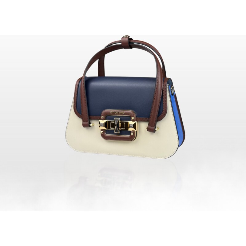 CROMIA IT JEWEL kožená kabelka – tmavomodro-krémová 66077329