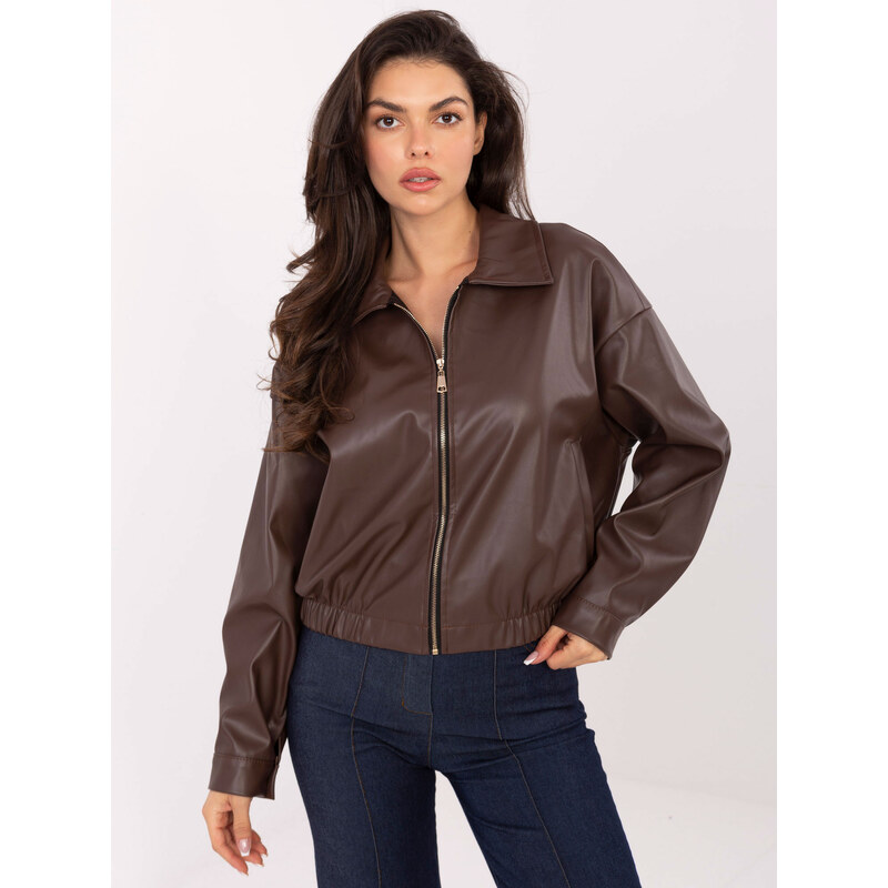 RUE PARIS Hnedý dámsky koženkový bomber IT-KR-FL9707.34-brown 66157539