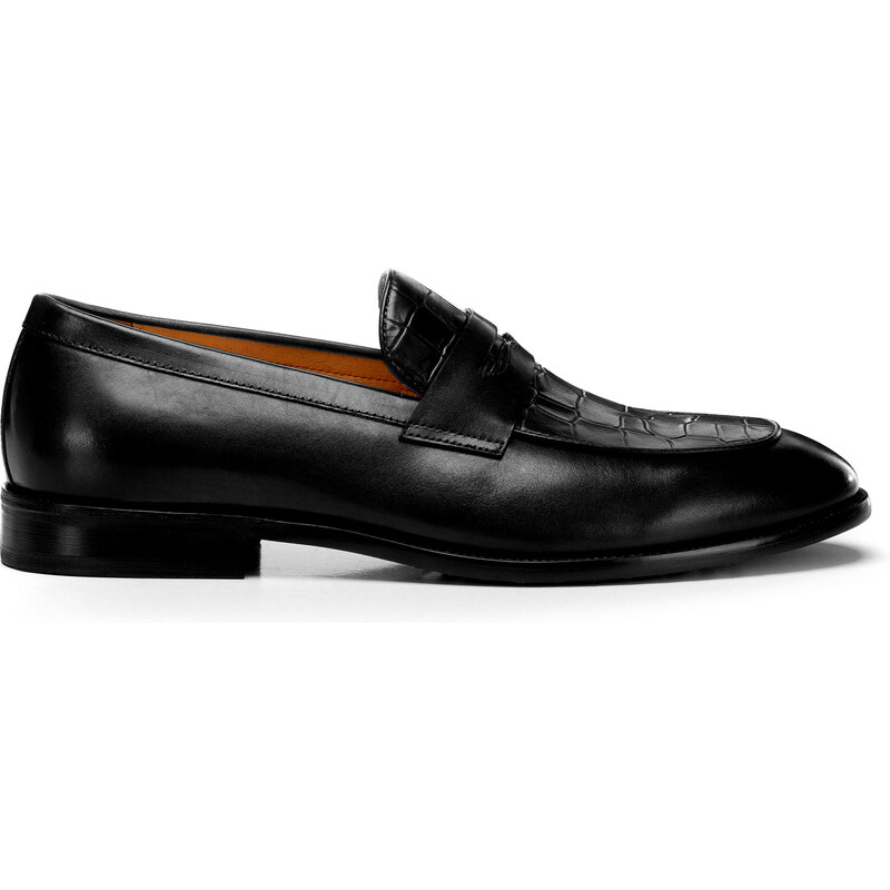 Wittchen Pánske kožené mokasíny so vzorom krokodílej kože – nadčasová 66156760