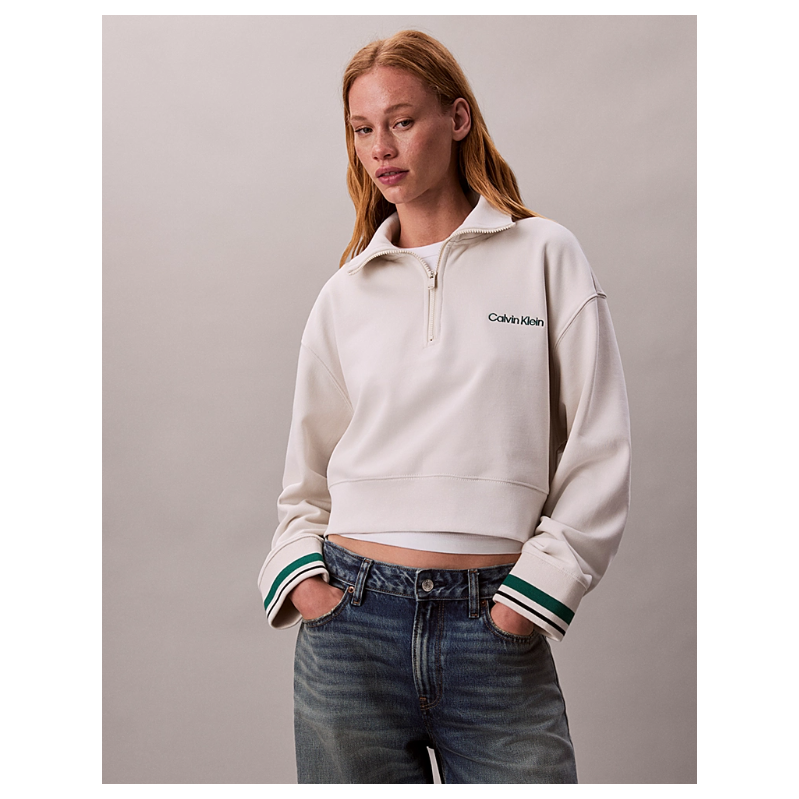 Calvin Klein 1/4 ZIP SWEATER GRAPHIC Chalk 66161626