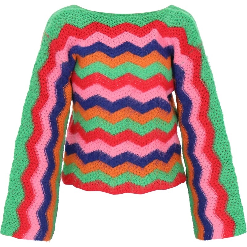 IZIA Sveter tmavomodrá / zelená / svetloružová / svetločervená 66163512