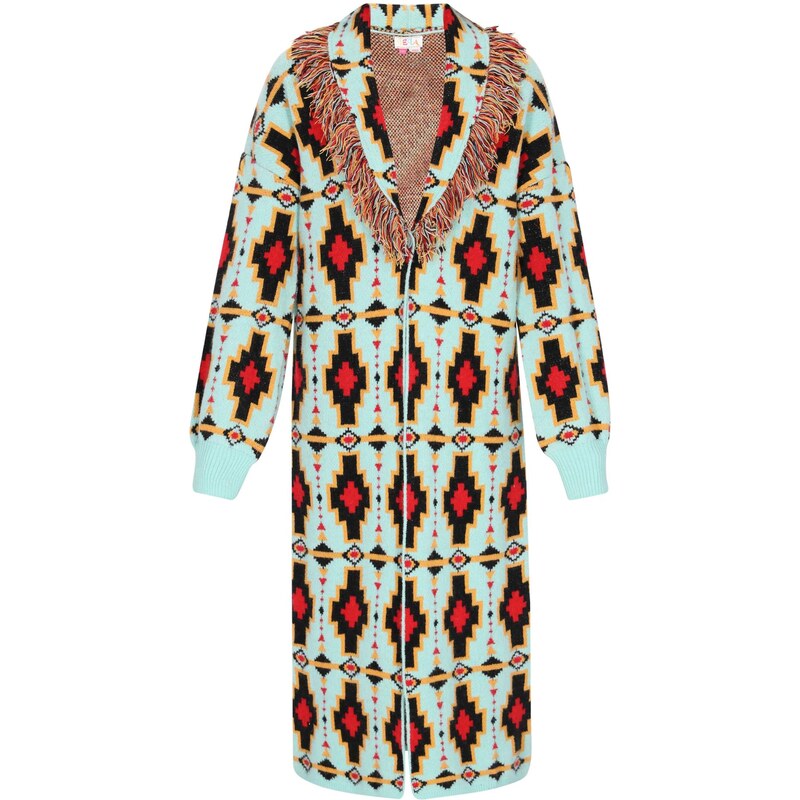 IZIA Pletený kabát tyrkysová / oranžová / červená / čierna 66163677