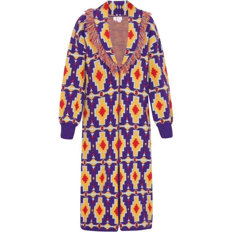 IZIA Pletený kabát pastelovo modrá / žltá / fialová / červená 66163678