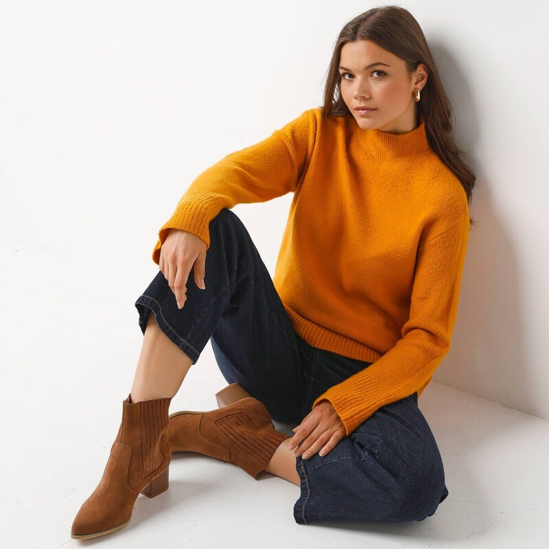 Voľný pulóver so stojačikom žltá 054 Blancheporte 66161642