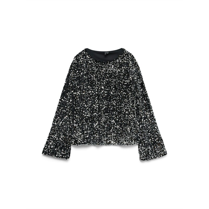 VERO MODA Blúzka VMBELLA čierna / strieborná 66163766