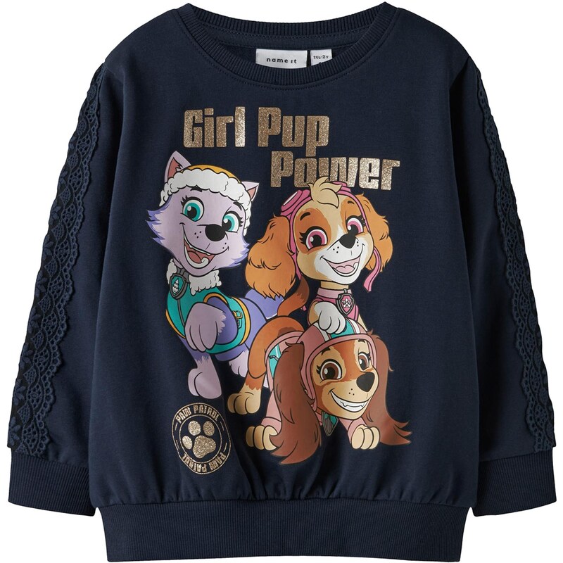 NAME IT Mikina NMFNABA PAW námornícka modrá / hnedá / zlatá / 66163999