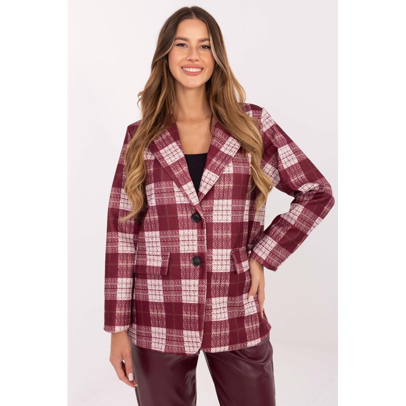 MladaModa Jednoradové kárované sako so zapínaním na gombíky model 66170003