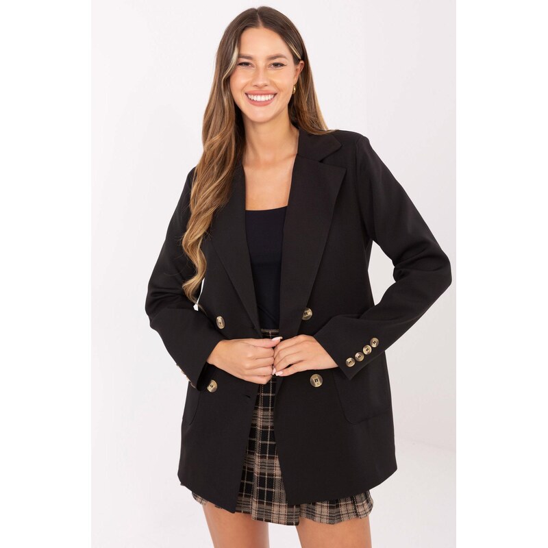 MladaModa Dvojradové sako s vreckami model 95604 čierne 66170010