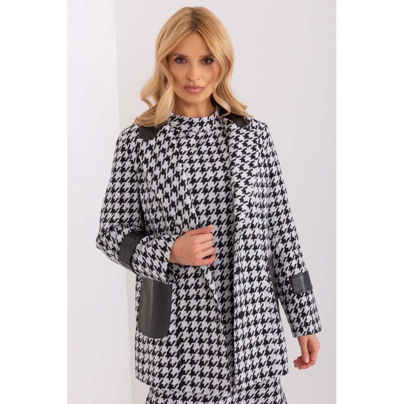 MladaModa Elegantné sako s pepito vzorom model 51199 čierne+biele 66170013