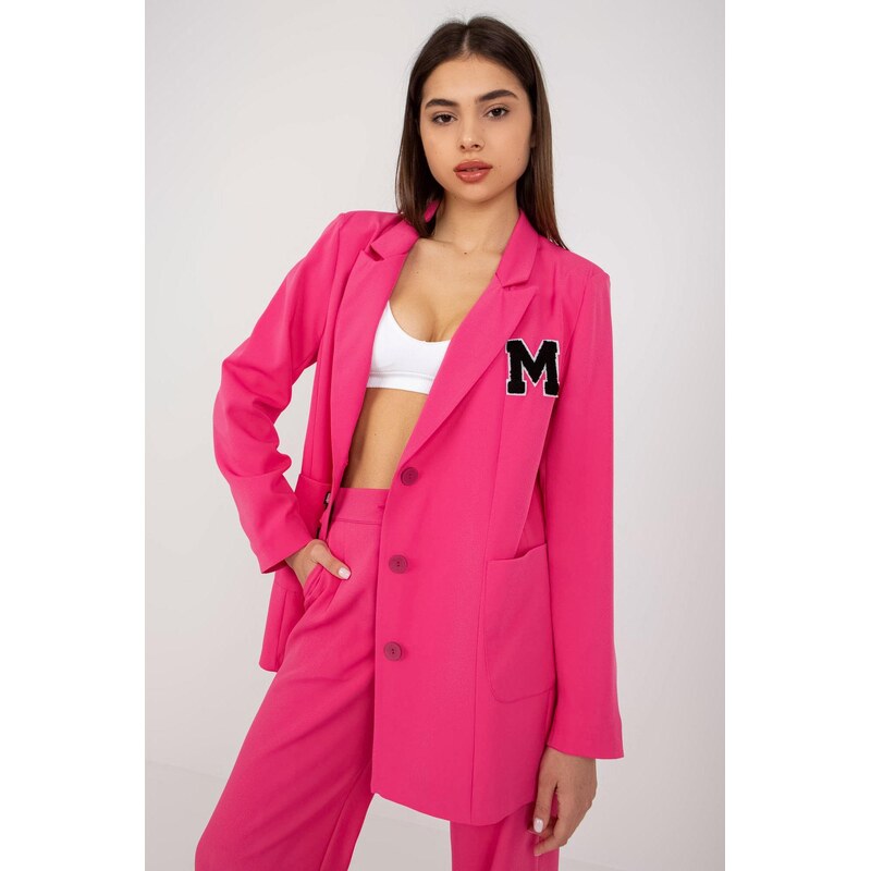 MladaModa Jednoradové sako s vreckami a nášivkami model 23940 fuksiové 66170018