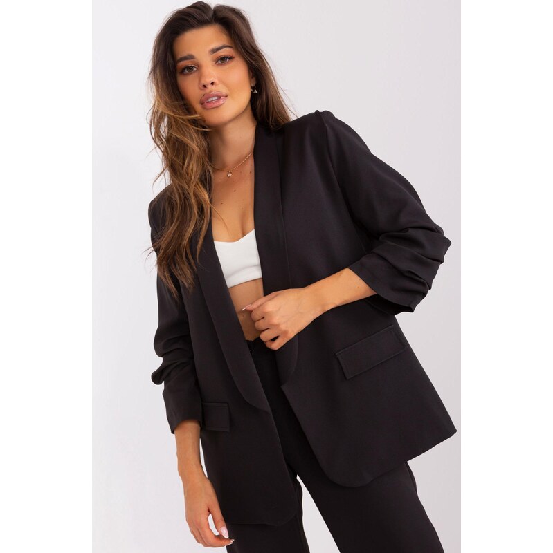 MladaModa Oversize sako s nariasenými rukávmi model 03485 čierne 66170020
