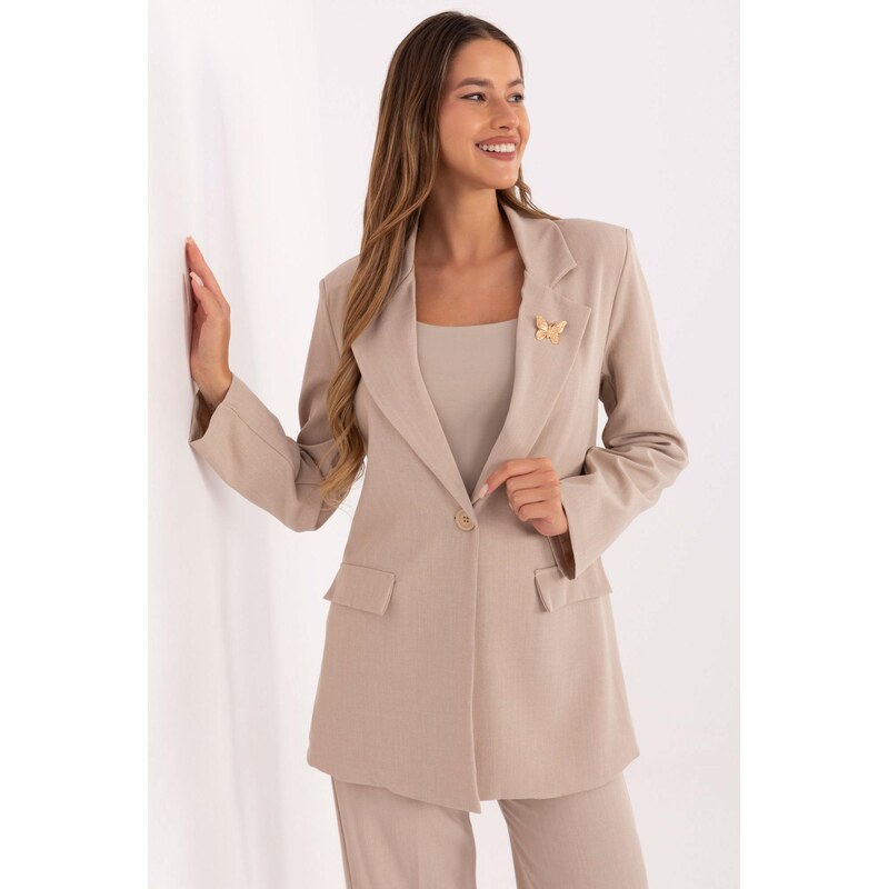 MladaModa Elegantné sako s brošňou a zapínaním na gombík model 31585 66170035
