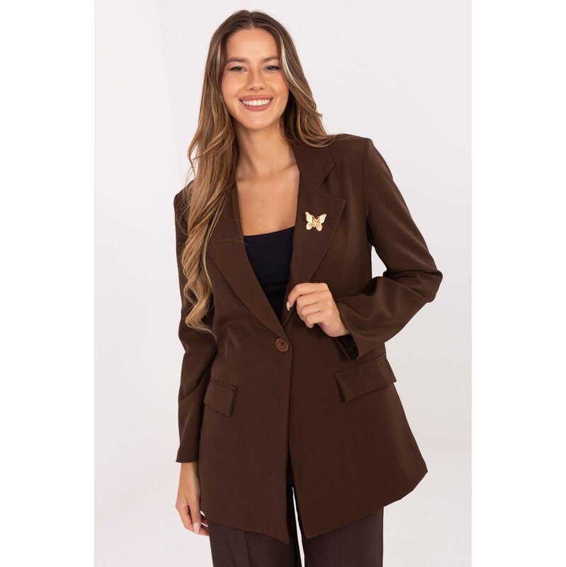 MladaModa Elegantné sako s brošňou a zapínaním na gombík model 31585 66170038