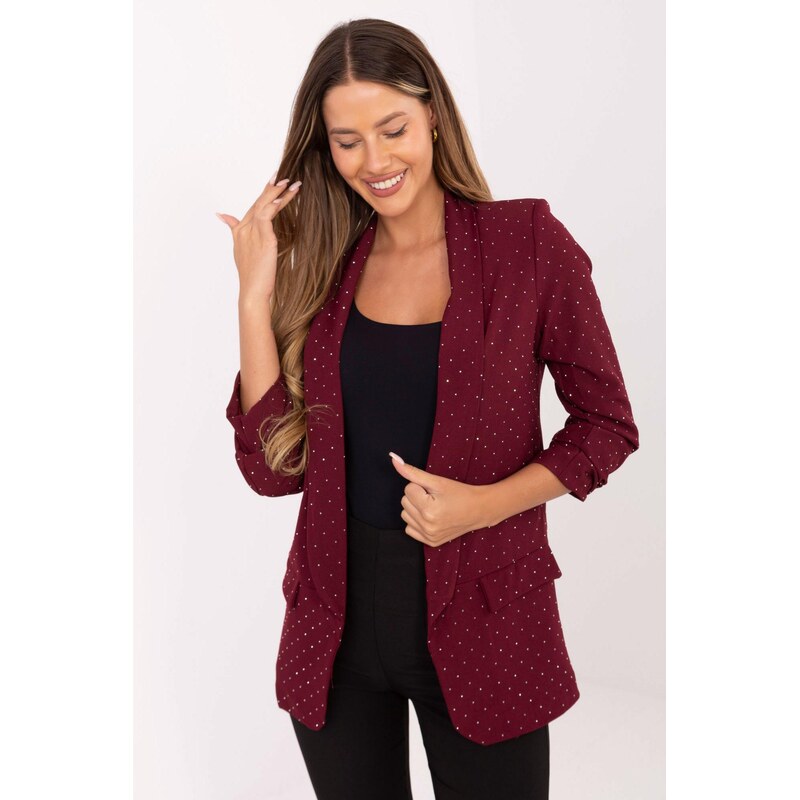 MladaModa Elegantné sako s nariasenými rukávmi a zirkónmi model 68481 66170041