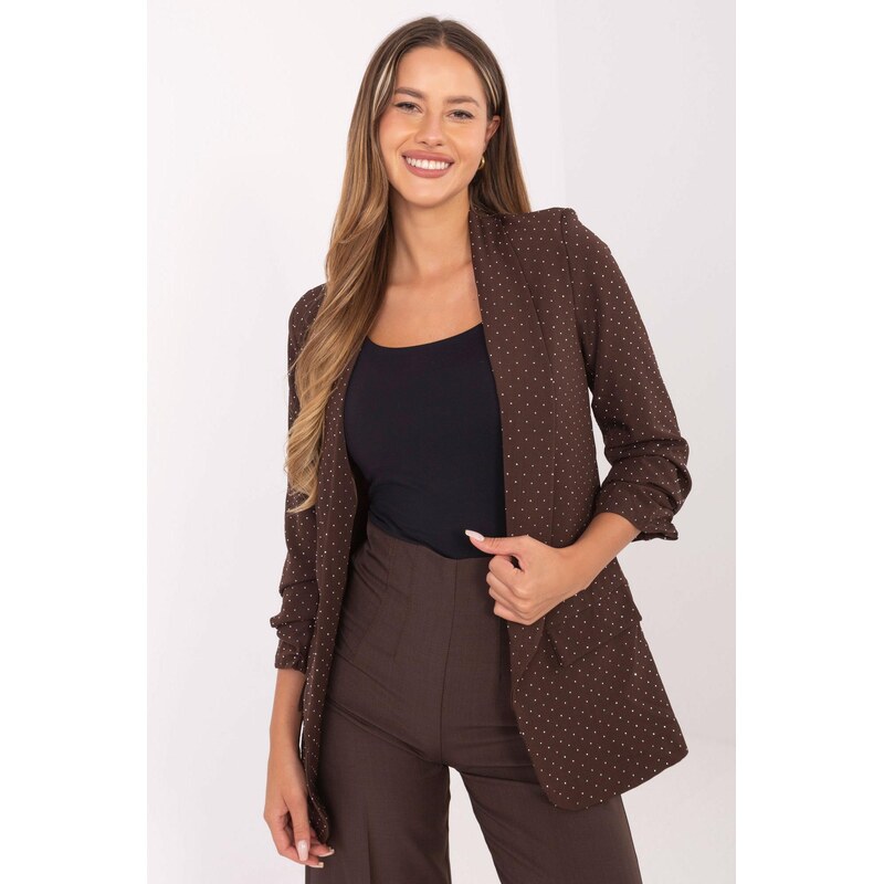 MladaModa Elegantné sako s nariasenými rukávmi a zirkónmi model 68481 66170042