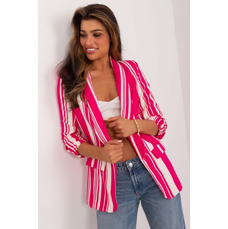 MladaModa Elegantné pruhované sako s trojštvrťovým rukávom model 76614 66170072