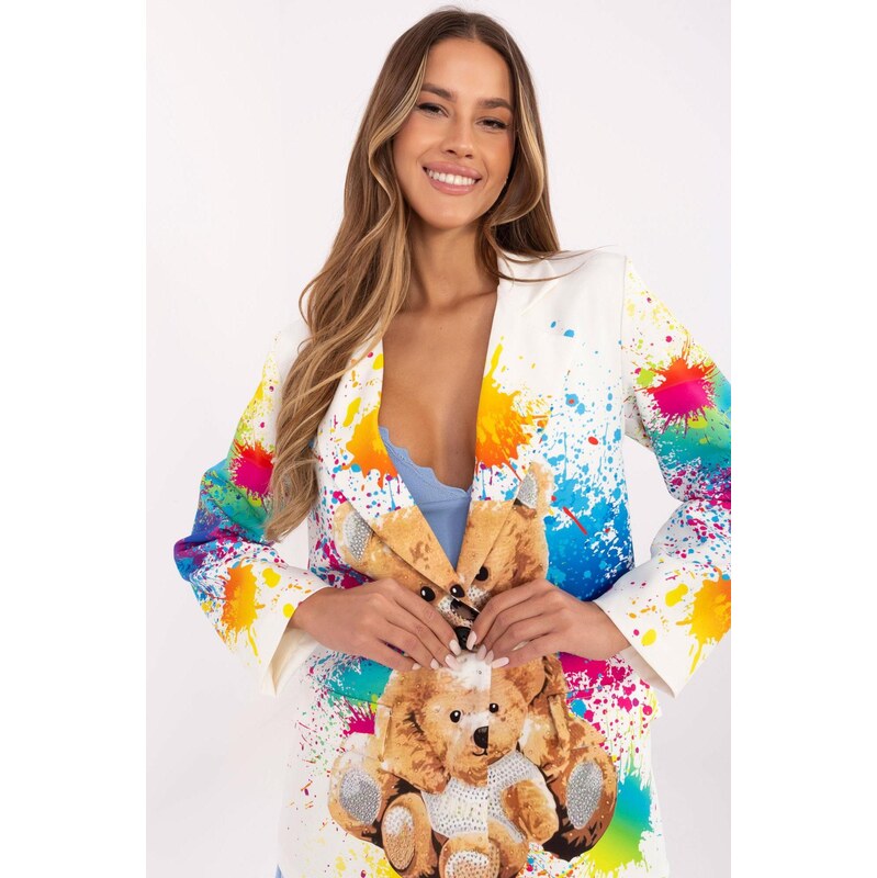 MladaModa Elegantné sako s plnofarebnou potlačou s medvedíkmi model 66170090