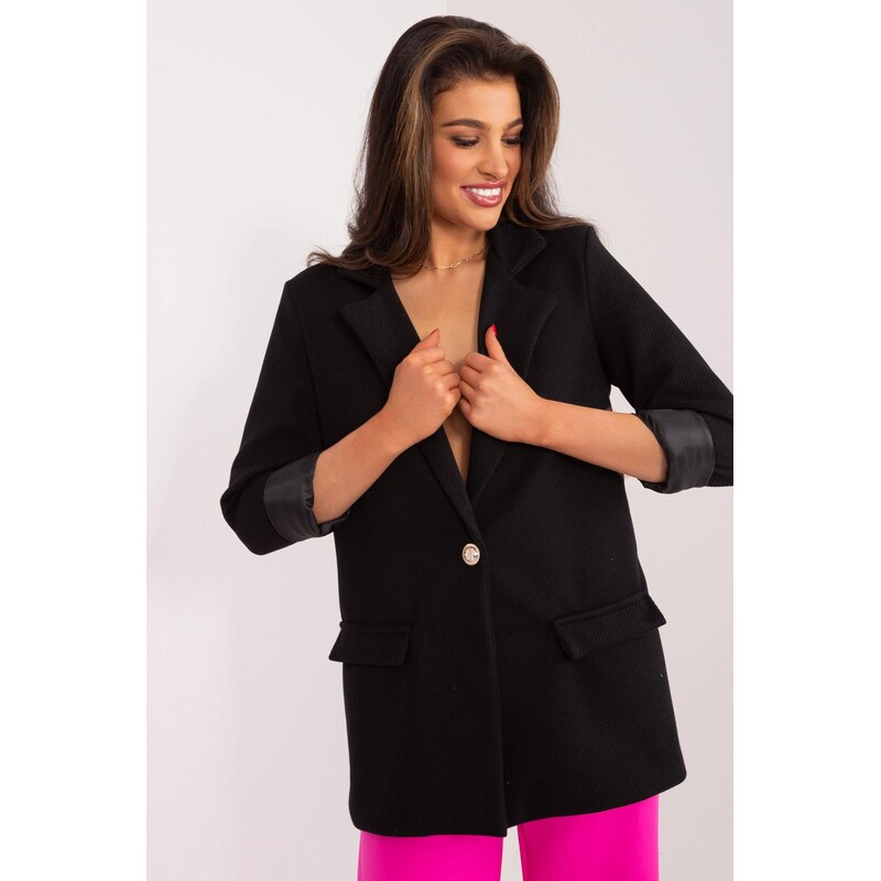 MladaModa Elegantné sako so zapínaním na gombík model 59812 čierne 66170087