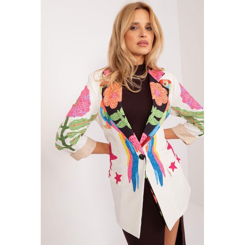 MladaModa Elegantné sako s potlačou model 51277 farba ecru 66170095