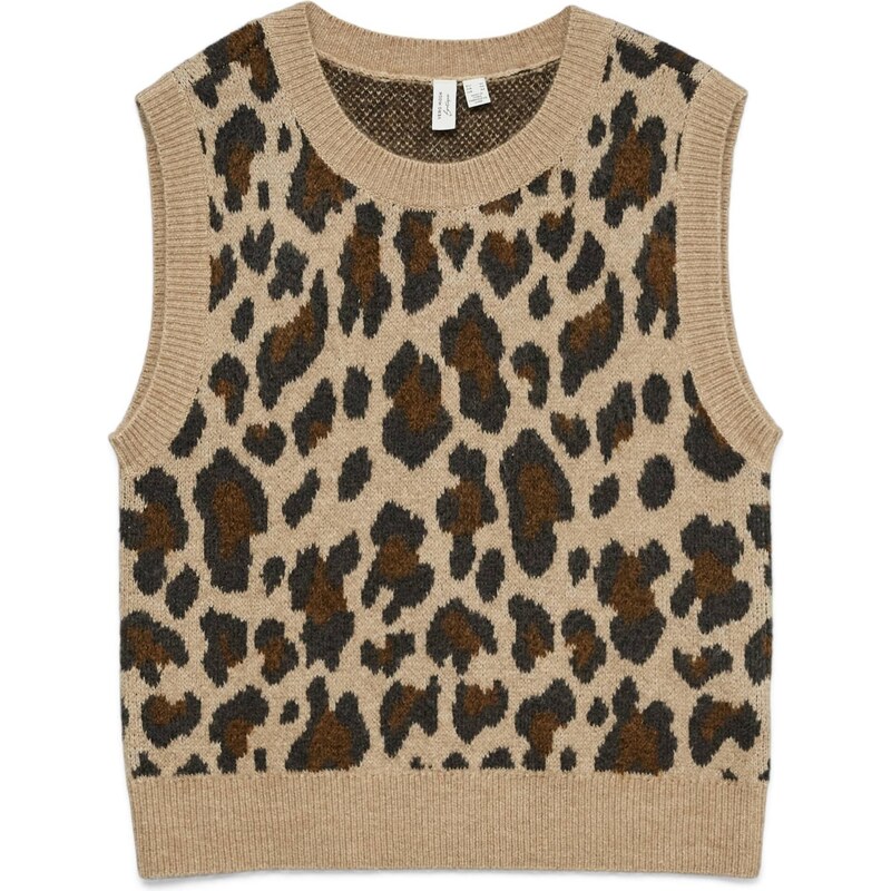 VERO MODA Sveter VMLEILA piesková / tmavohnedá / čierna 66171988